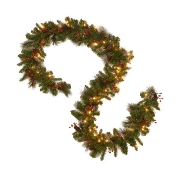 National Tree Company Pre-Lit Artificial Christmas Garland 9 Ft White Warm Light - Picture 2 of 7